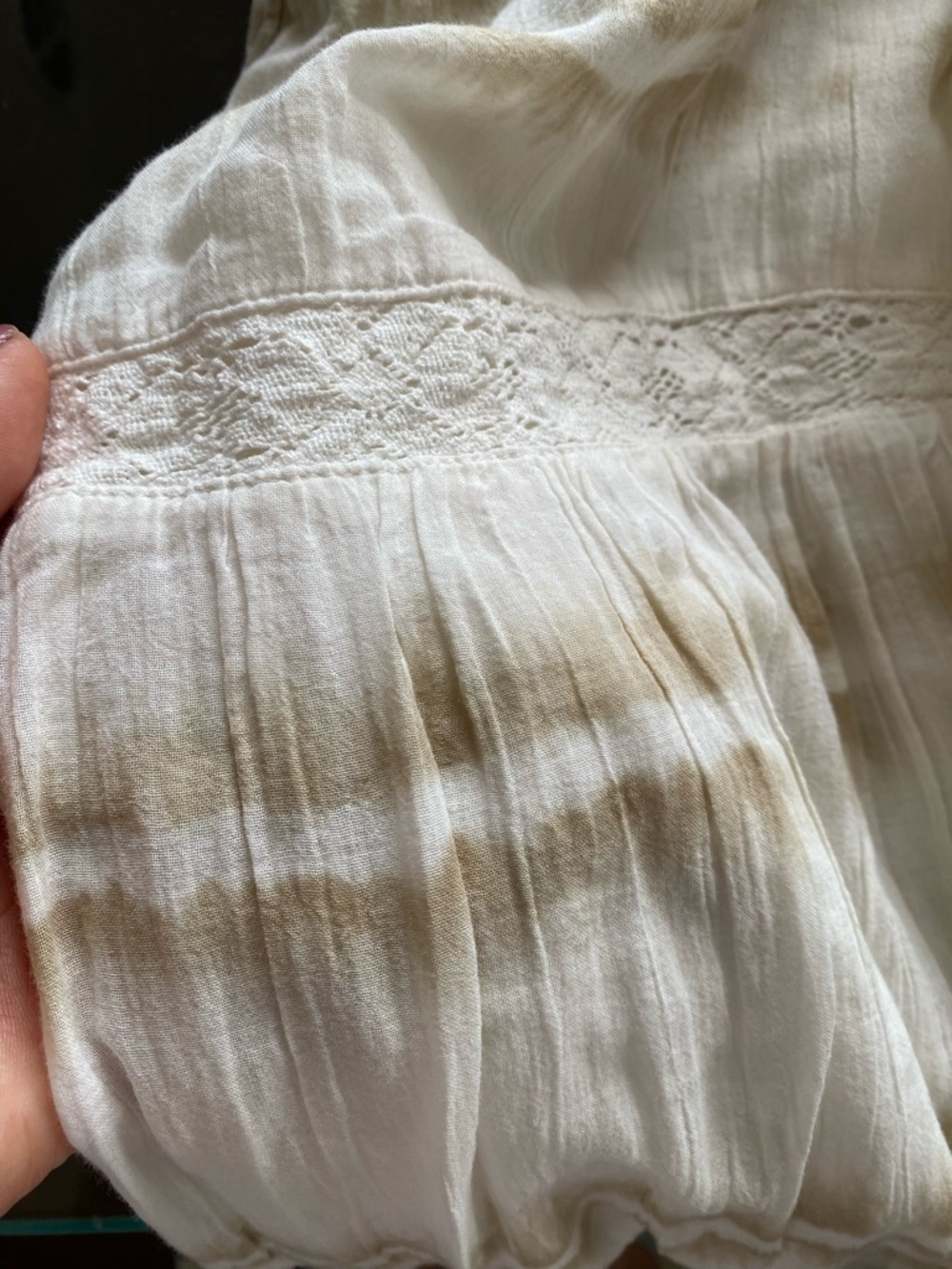 AERIE Off-White Cotton Maxi Dress with Beige Tie-Dye, Rope & Tassel Detail! 🐚 - Picture 14 of 17